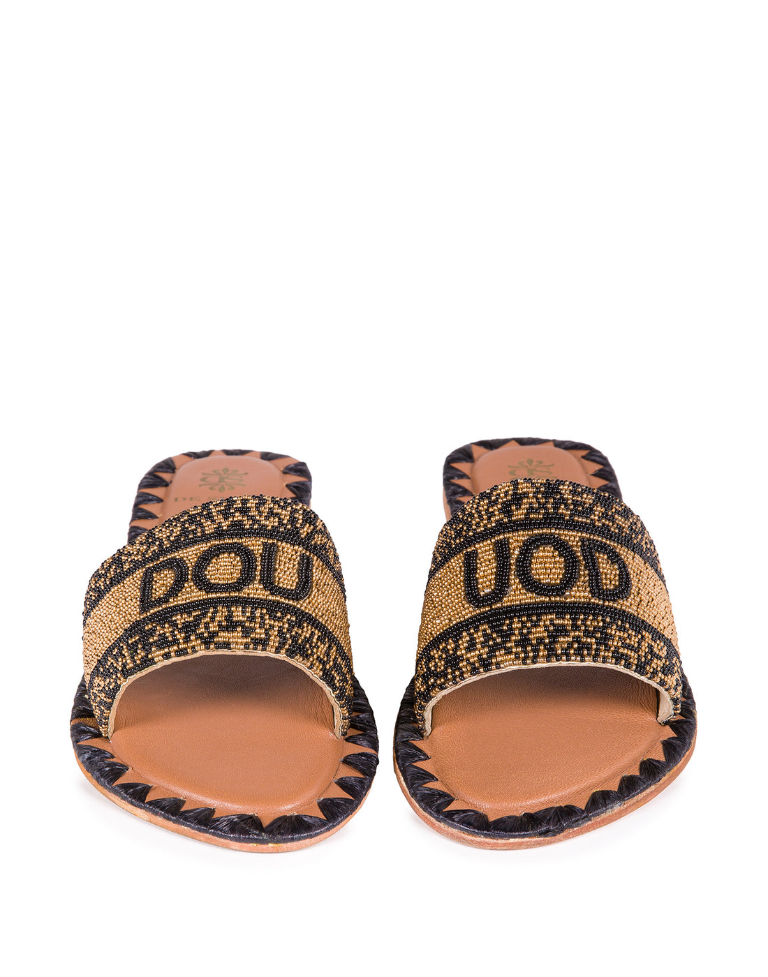 Beaded Slider Sandals with Logo