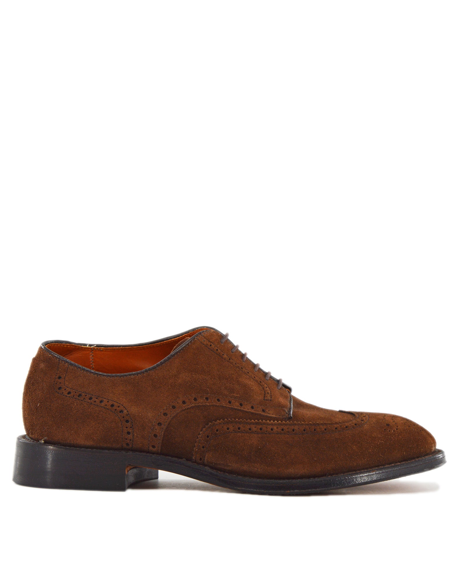 ALDEN Derby Wingtip in Suede Fondo Cuoio Color Humus