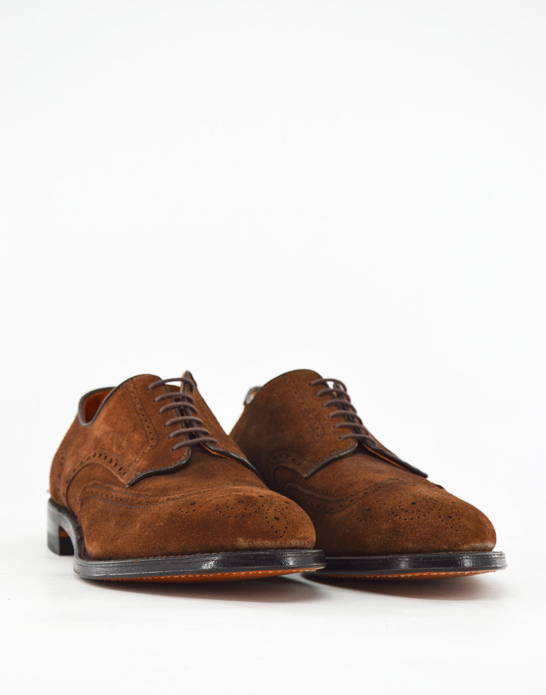 ALDEN Derby Wingtip in Suede Fondo Cuoio Color Humus