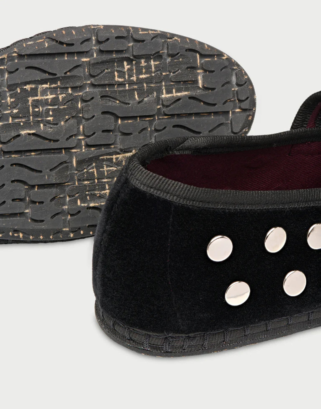 FLABELUS Ballerine Mae in Velluto Nero con Borchie Argento