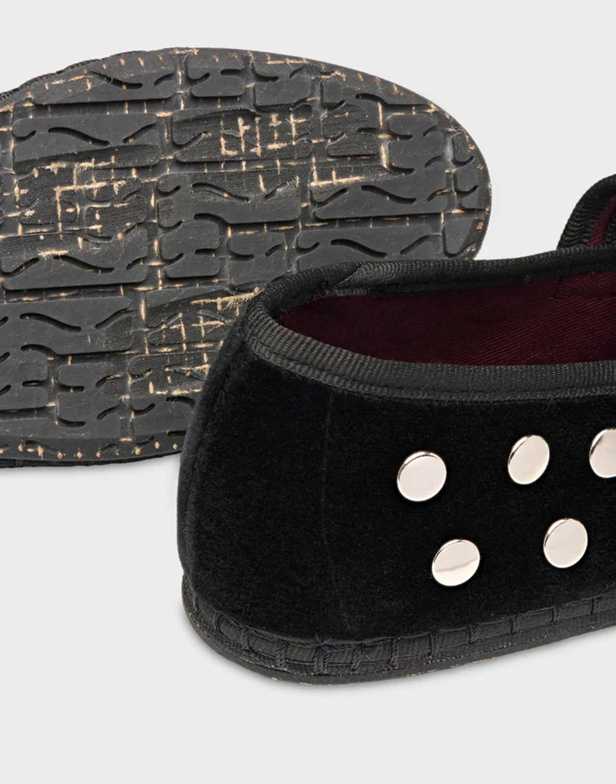 FLABELUS Ballerine Mae in Velluto Nero con Borchie Argento