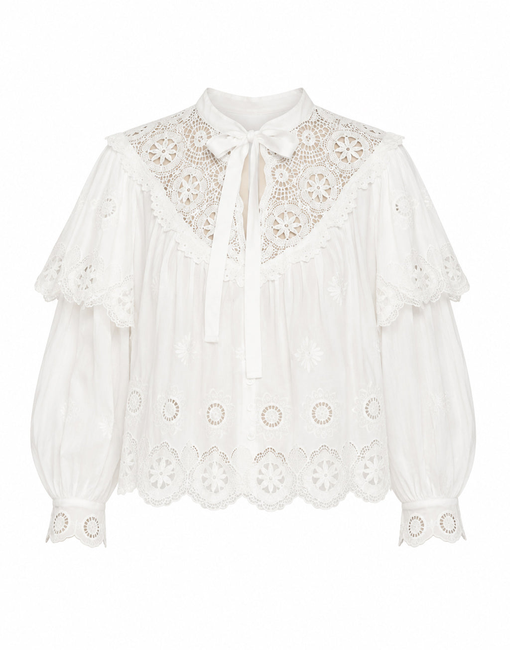 SEA NY Top Ricamato in Cotone Cream