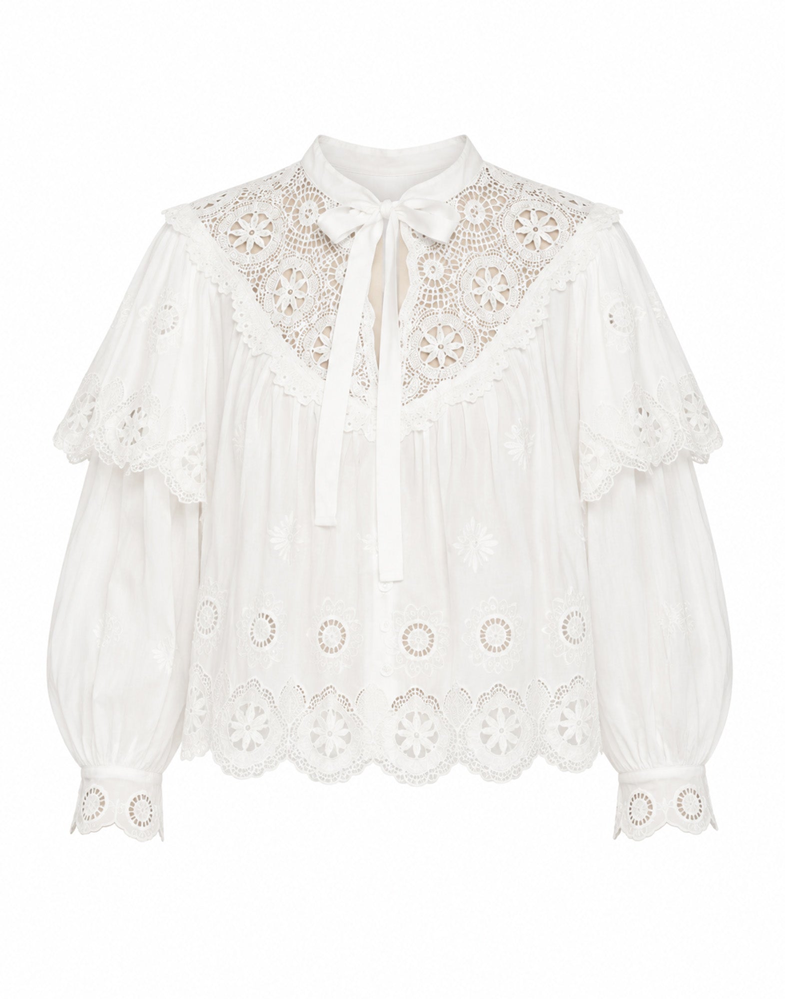 SEA NY Top Ricamato in Cotone Cream