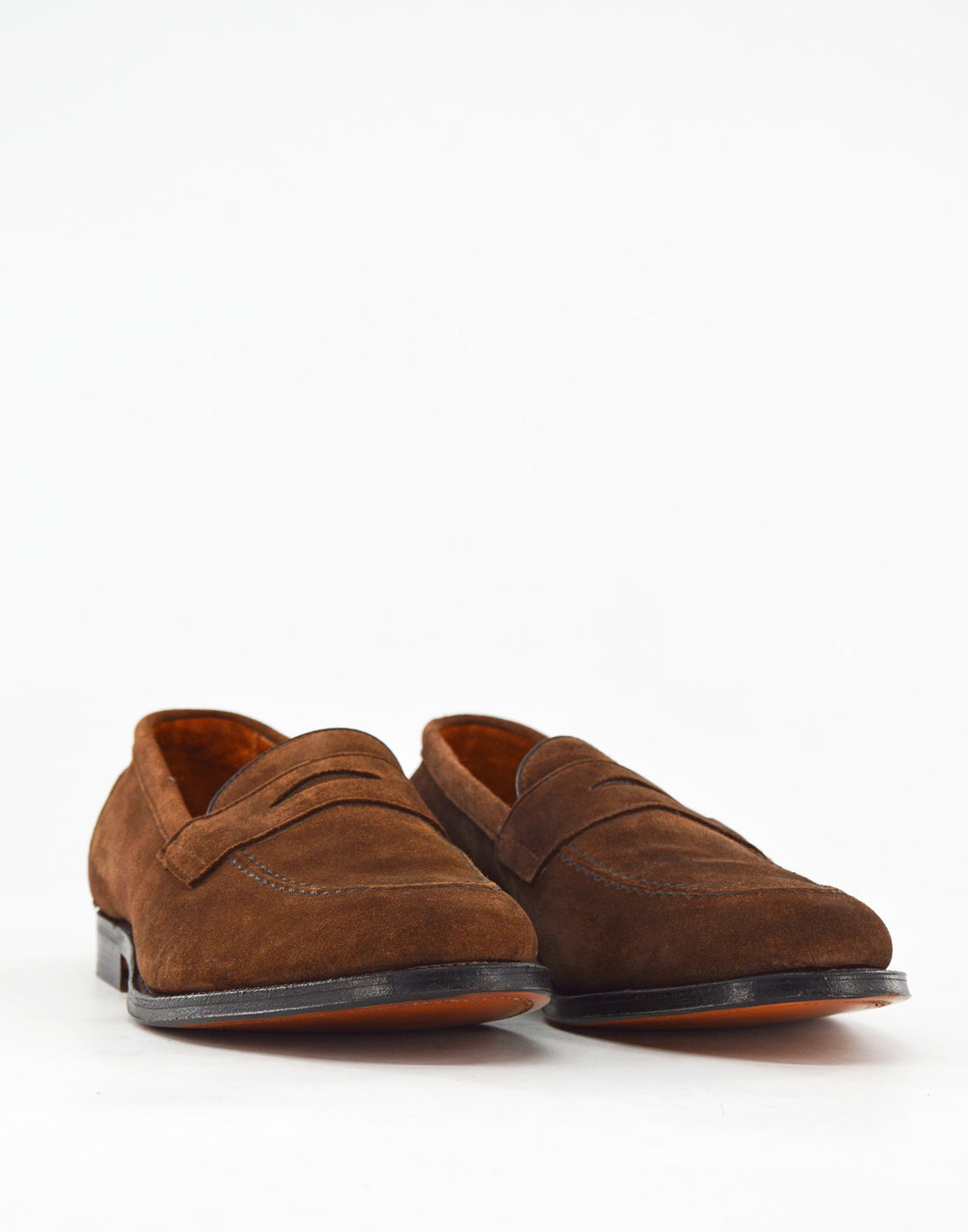 ALDEN Penny Loafer in Suede Fondo Cuoio Dark Brown