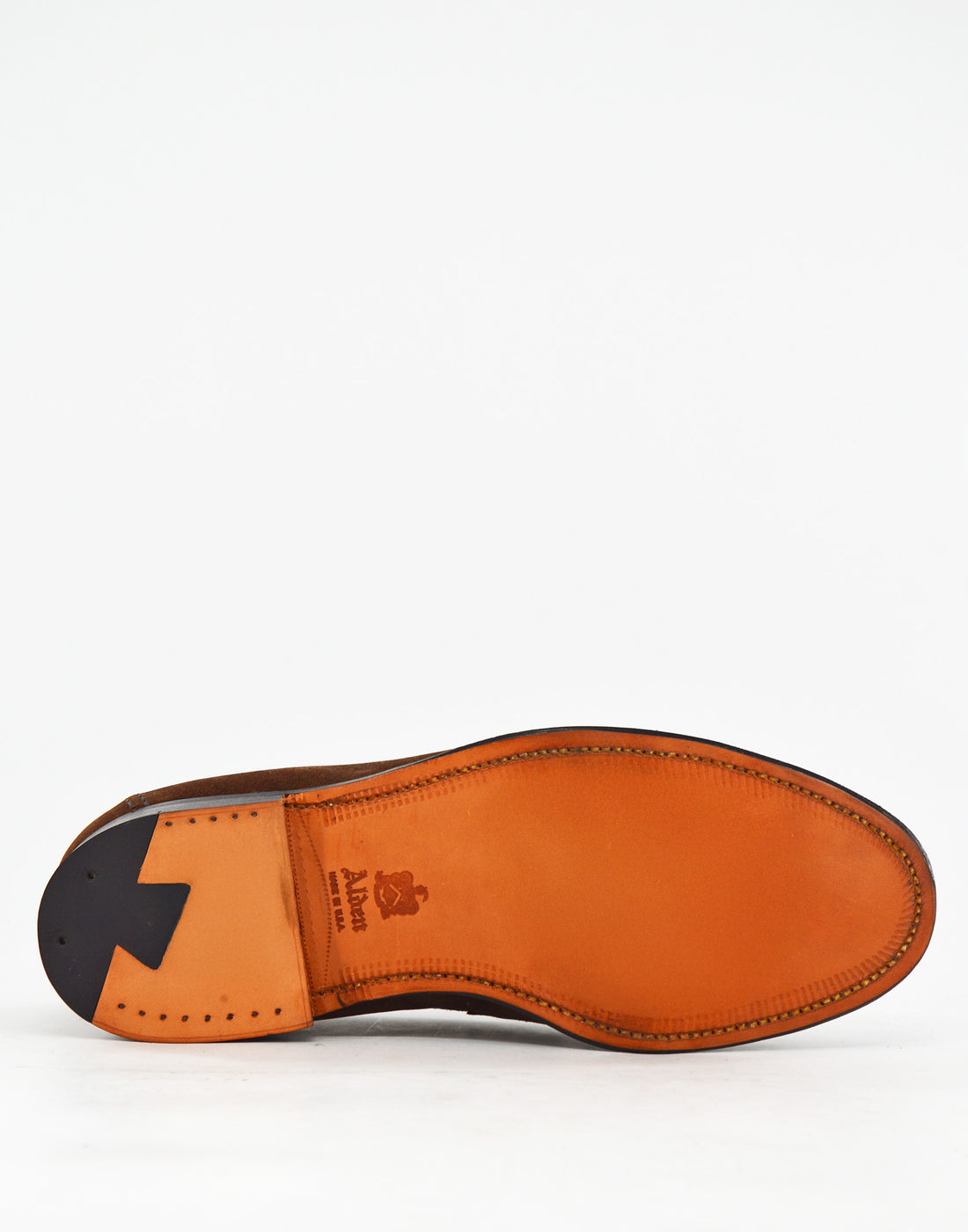 ALDEN Penny Loafer in Suede Fondo Cuoio Dark Brown