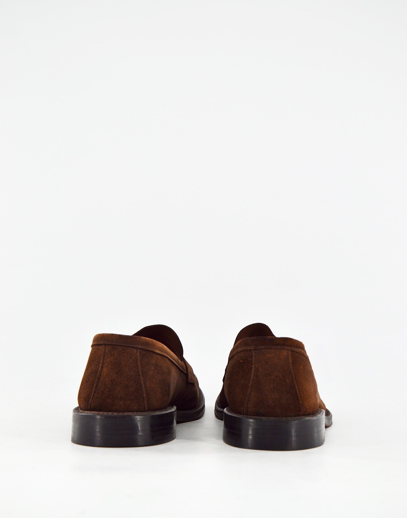 ALDEN Penny Loafer in Suede Dark Brown Fondo Cuoio