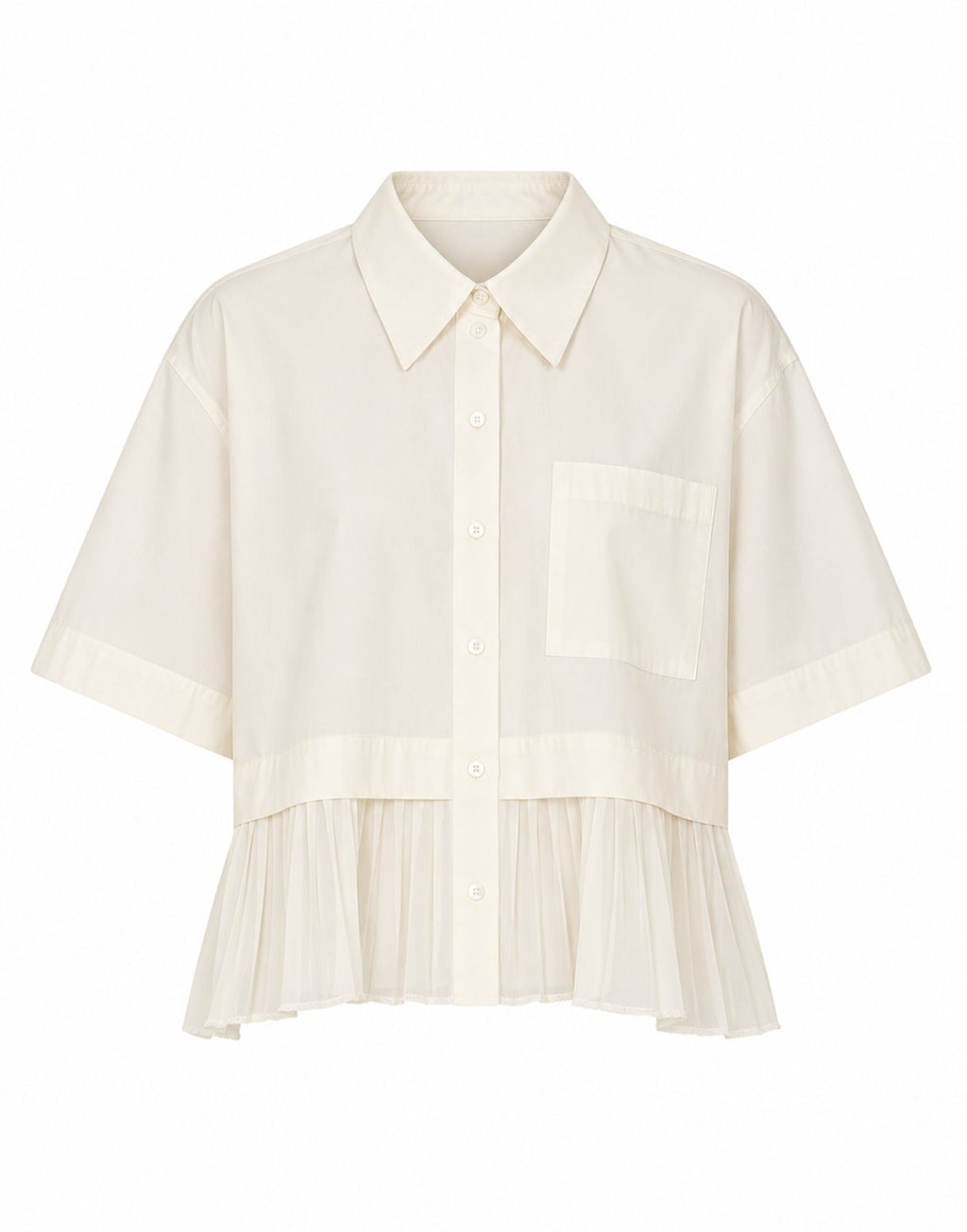 SEA NY Solene Camicia Combo in Cotone e Ramie Cream