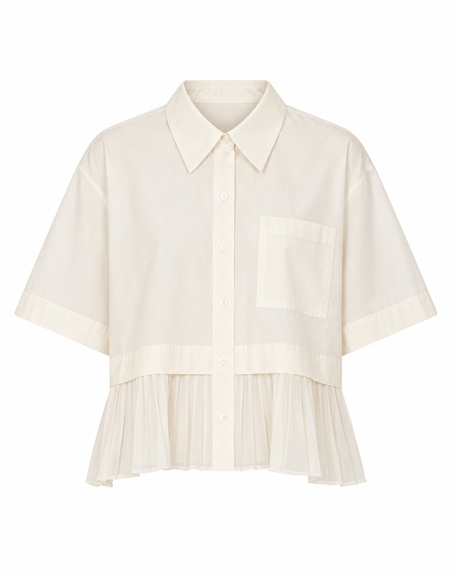 SEA NY Solene Camicia Combo in Cotone e Ramie Cream