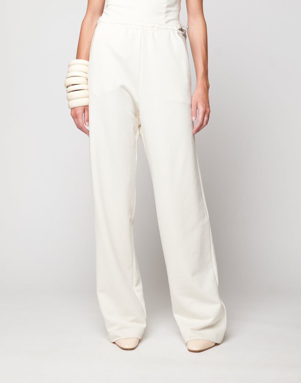 DOUUOD Pantalone Wide in Felpa Light Burro