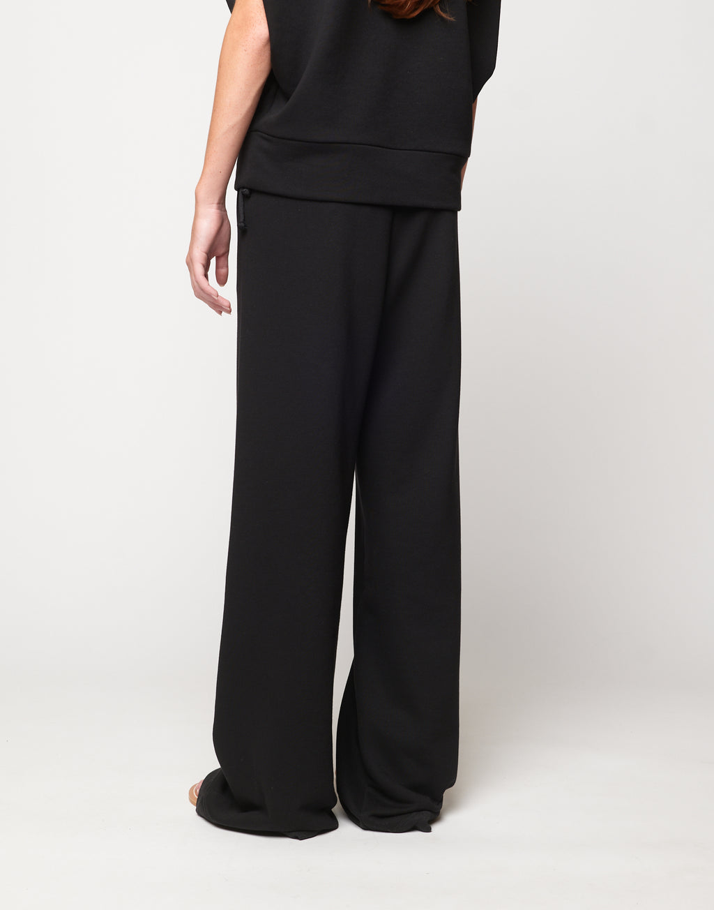 DOUUOD Pantalone Wide in Felpa Light Nero