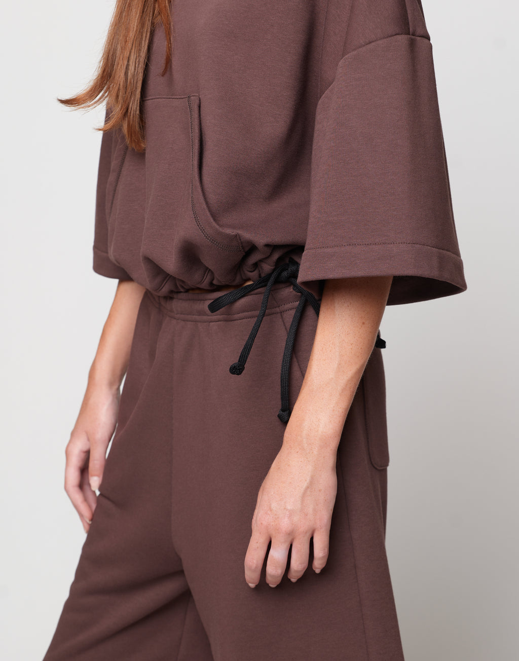 DOUUOD Felpa Boxy con Coulisse Moro