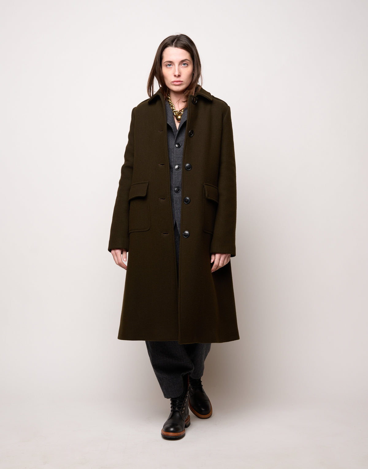 DOUUOD Cappotto Monopetto con Collo Chiuso e Martingala