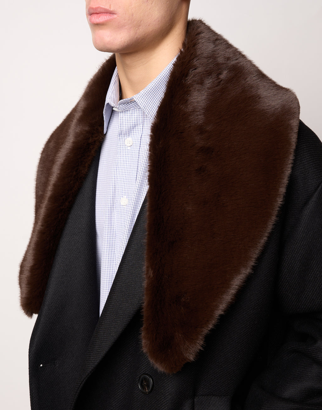 DOUUOD Manteau genderless croisé avec poches passepoilées noir