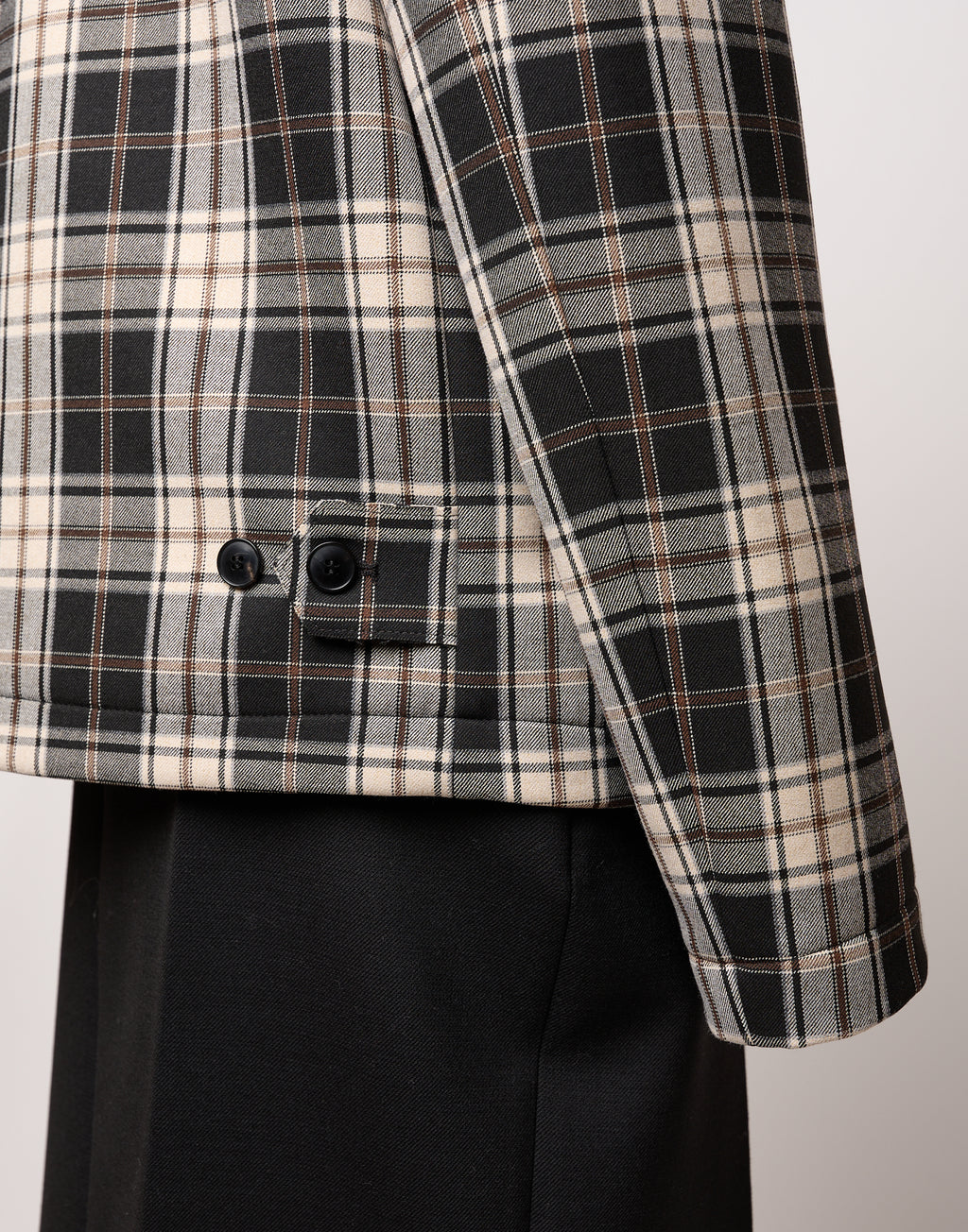 DOUUOD Caban unisexe à col fermé et zip enduit en néoprène tartan