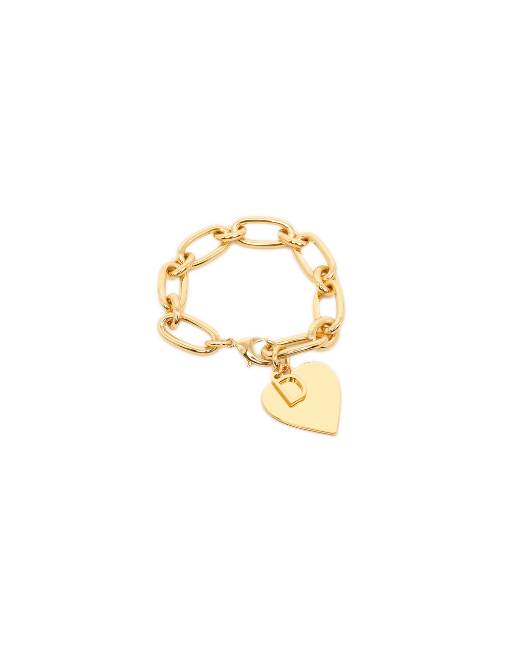 DOUUOD Bracciale a Catena con Cuore e "D" Pendenti Oro