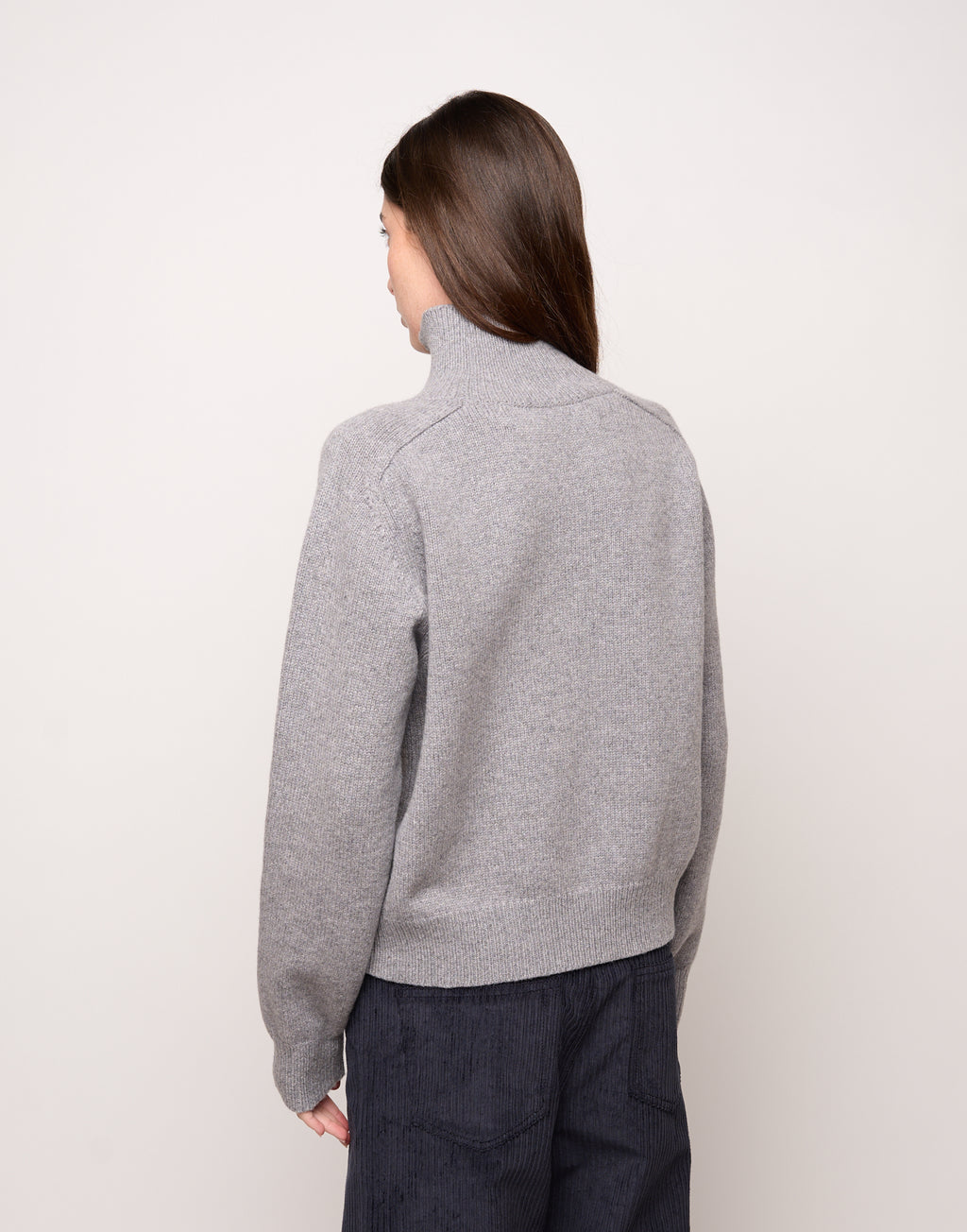 DOUUOD Maglia Collo Alto Genderless in Lana e Cashmere Fumo Melange