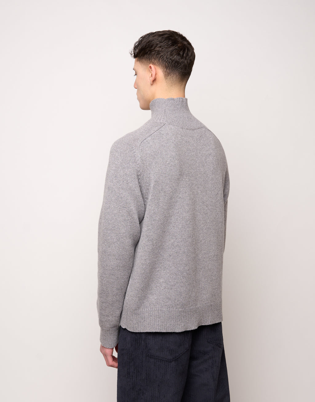 DOUUOD Maglia Collo Alto Genderless in Lana e Cashmere Fumo Melange