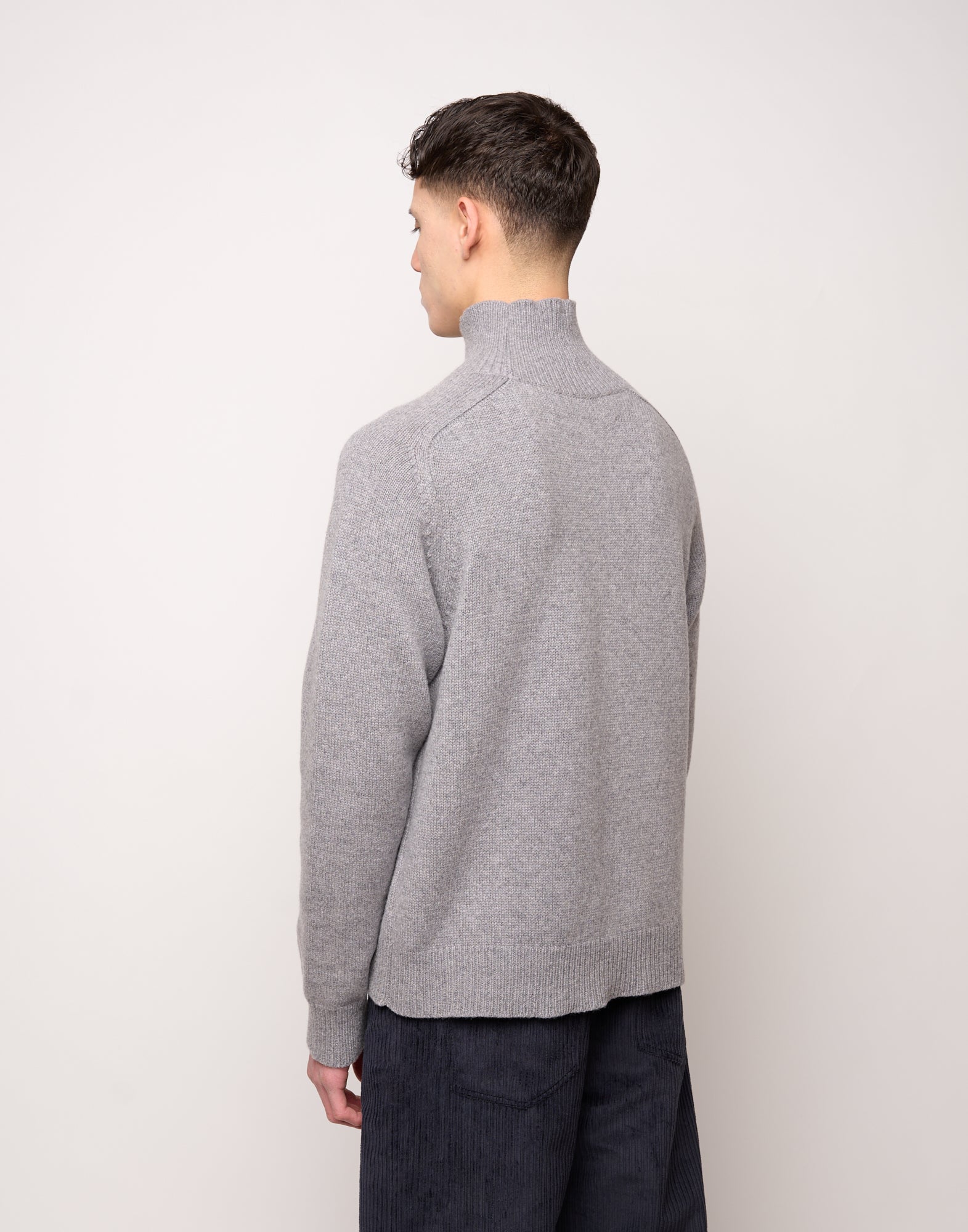 DOUUOD Maglia Collo Alto Genderless in Lana e Cashmere Fumo Melange