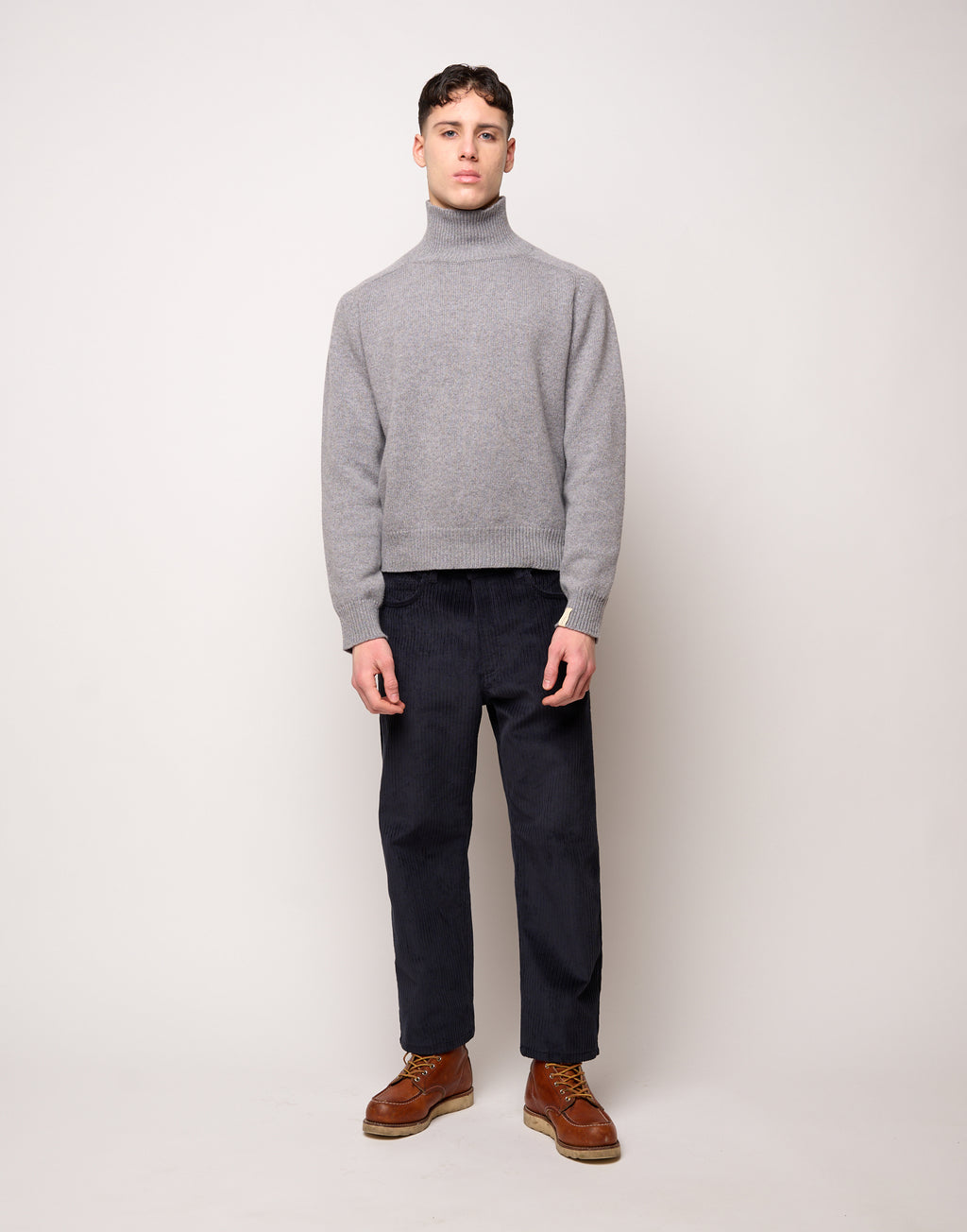 DOUUOD Maglia Collo Alto Genderless in Lana e Cashmere Fumo Melange