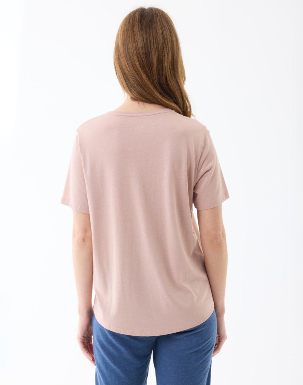 MAJESTIC FILATURES T-shirt à col rond et manches courtes en Lyocell/Tencel/Coton Rose Thé
