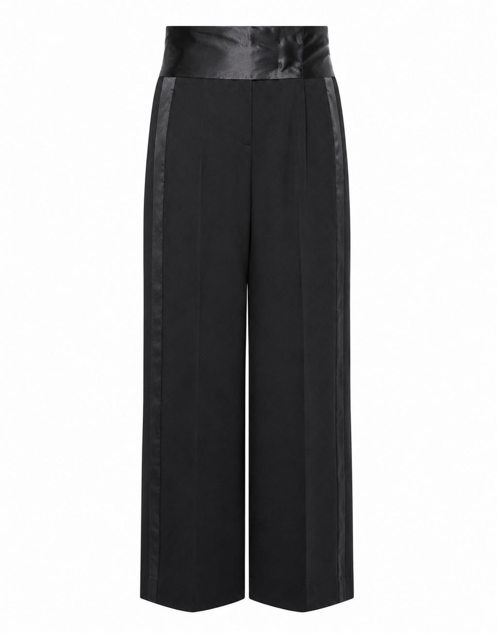 ERIKA CAVALLINI Pantalone Zeno in Fresco di Lana con Fascia in Raso Nero