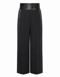 ERIKA CAVALLINI Pantalone Zeno in Fresco di Lana con Fascia in Raso Nero