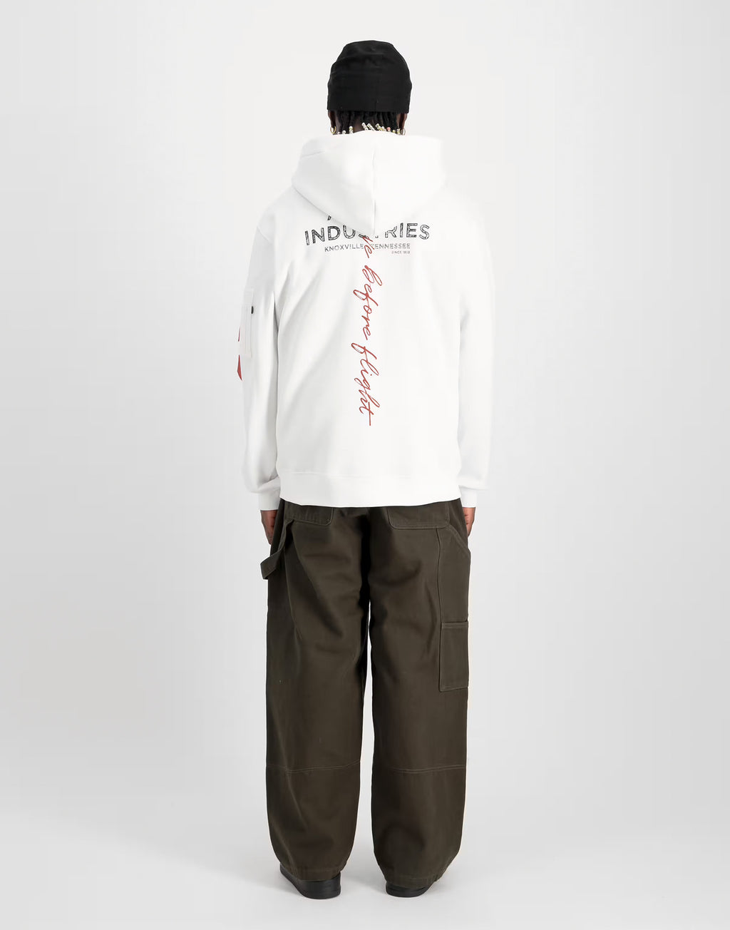 ALPHA INDUSTRIES Felpa con Cappuccio Signature BP White