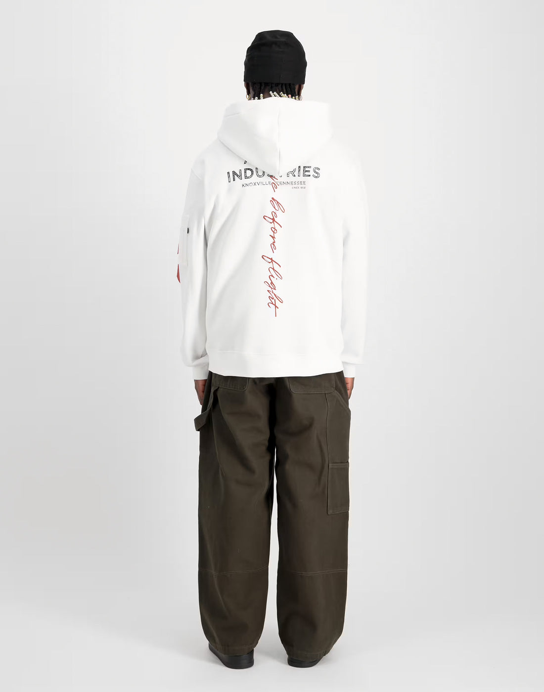 ALPHA INDUSTRIES Felpa con Cappuccio Signature BP White