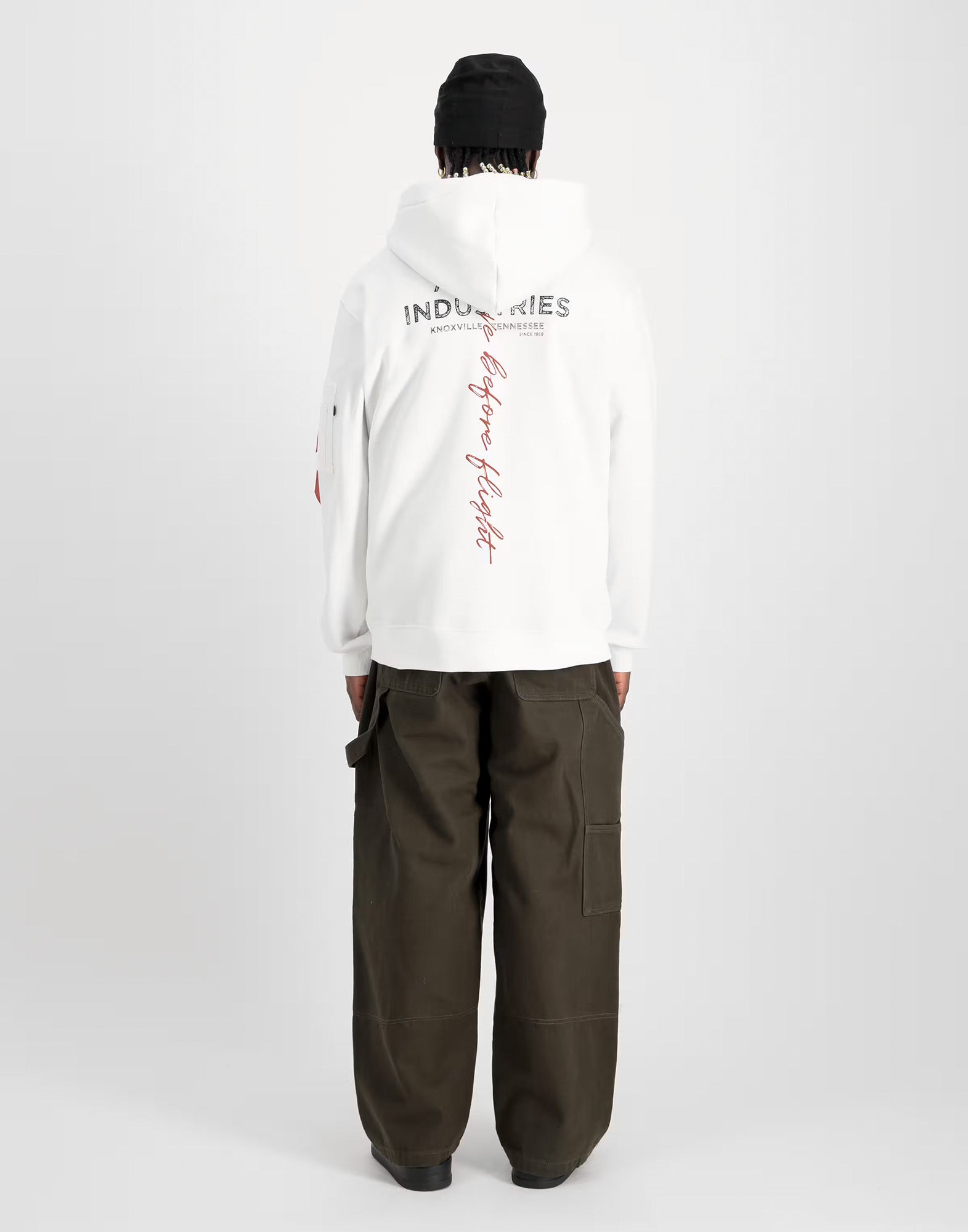 ALPHA INDUSTRIES Felpa con Cappuccio Signature BP White