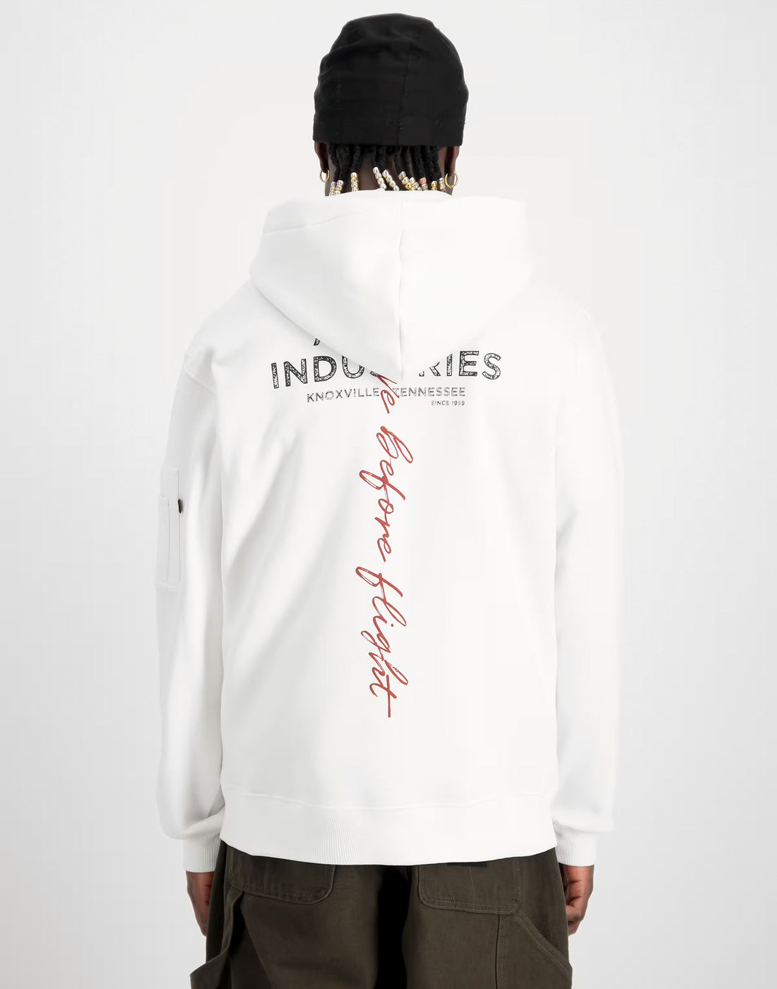 ALPHA INDUSTRIES Felpa con Cappuccio Signature BP White