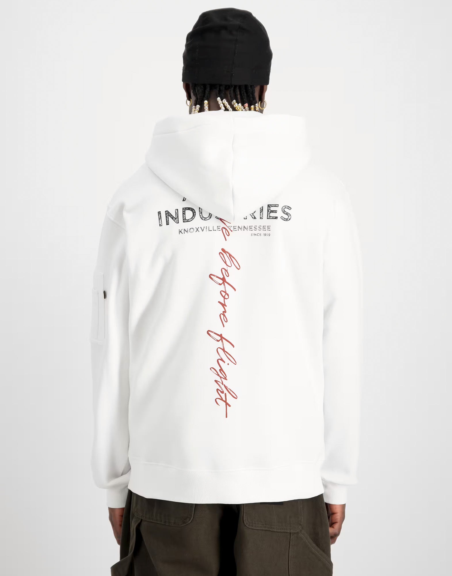 ALPHA INDUSTRIES Felpa con Cappuccio Signature BP White