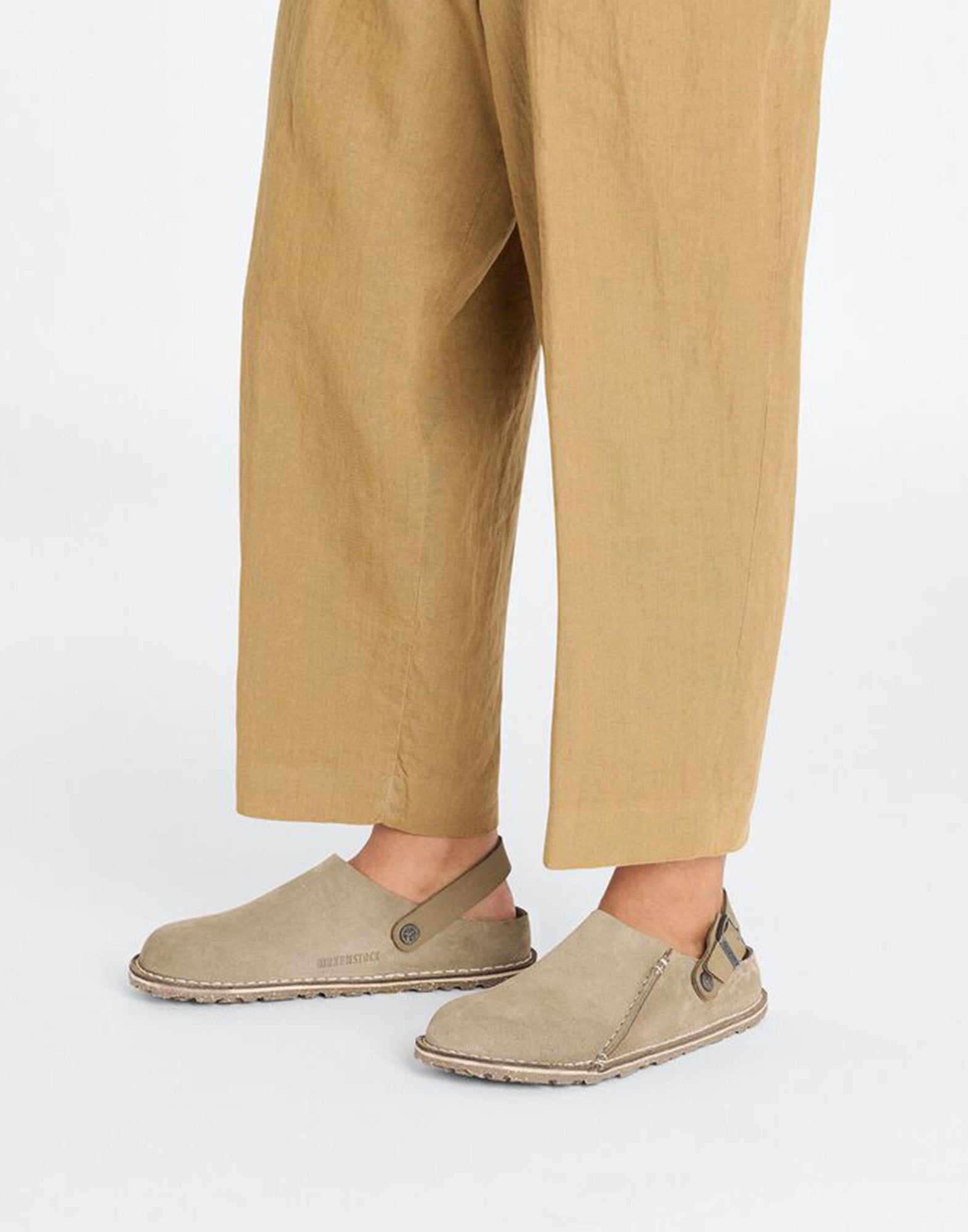 BIRKENSTOCK Sabot Lutry Premium in Pelle Scamosciata Gray Taupe