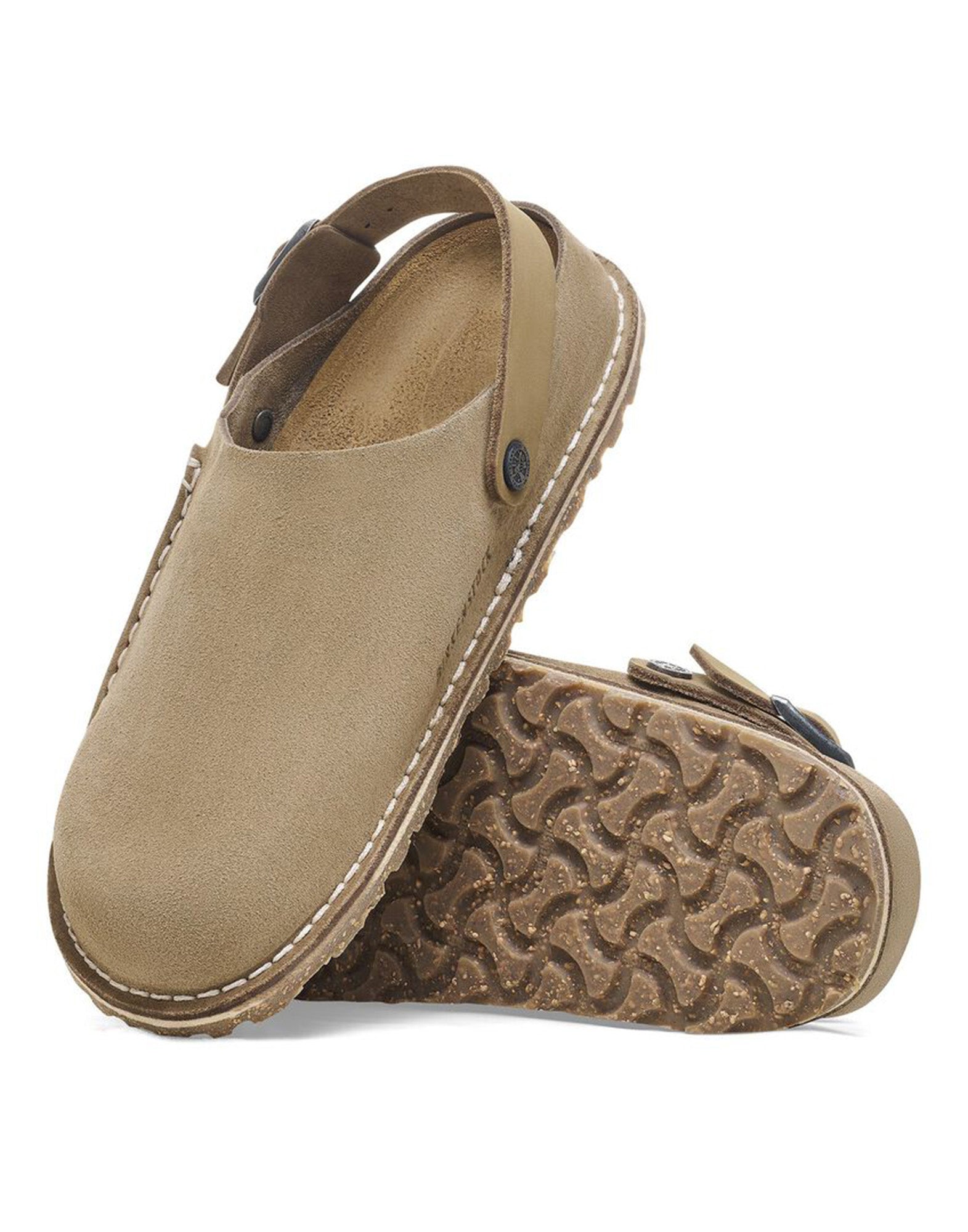 BIRKENSTOCK Sabot Lutry Premium in Pelle Scamosciata Gray Taupe
