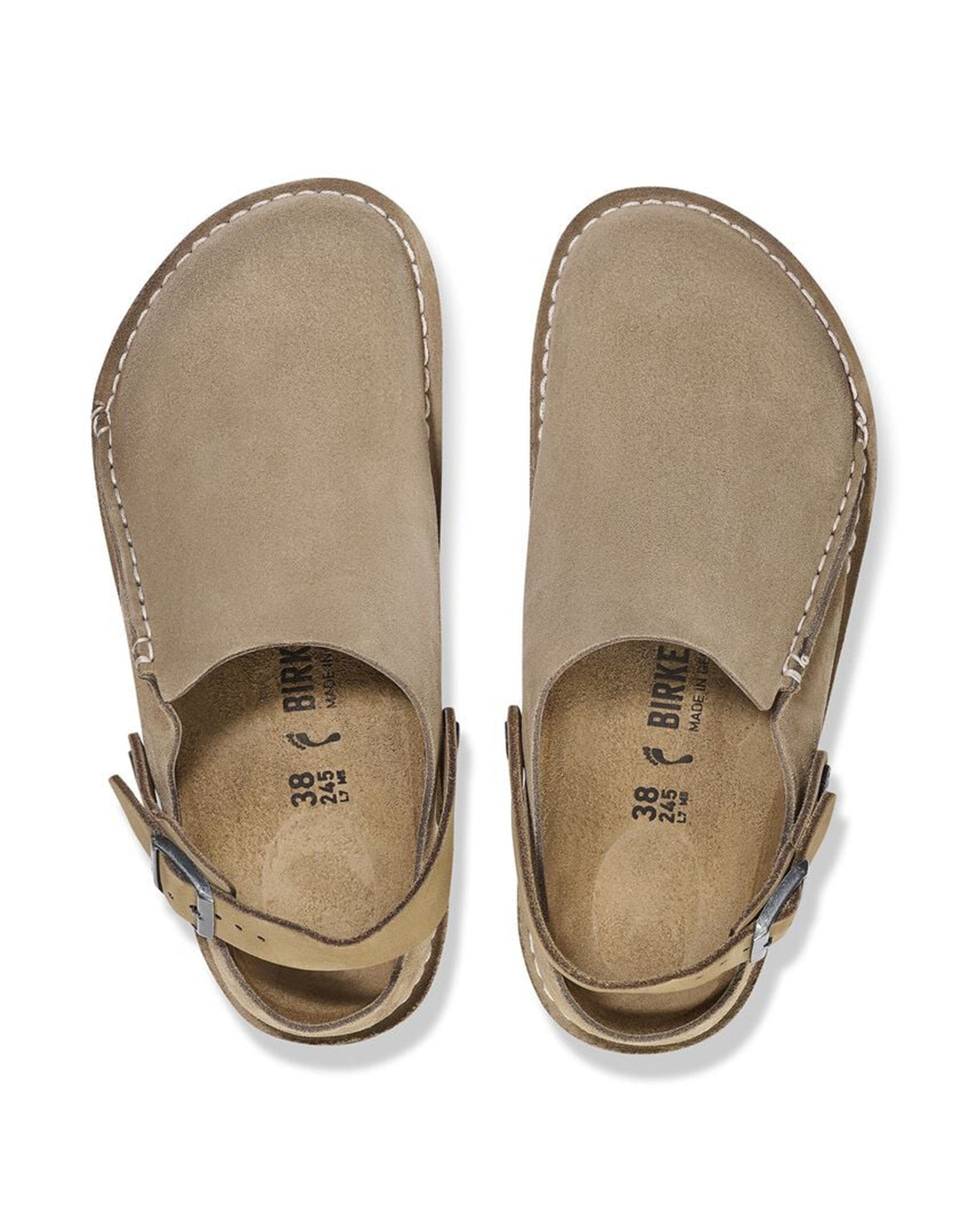 BIRKENSTOCK Sabot Lutry Premium in Pelle Scamosciata Gray Taupe