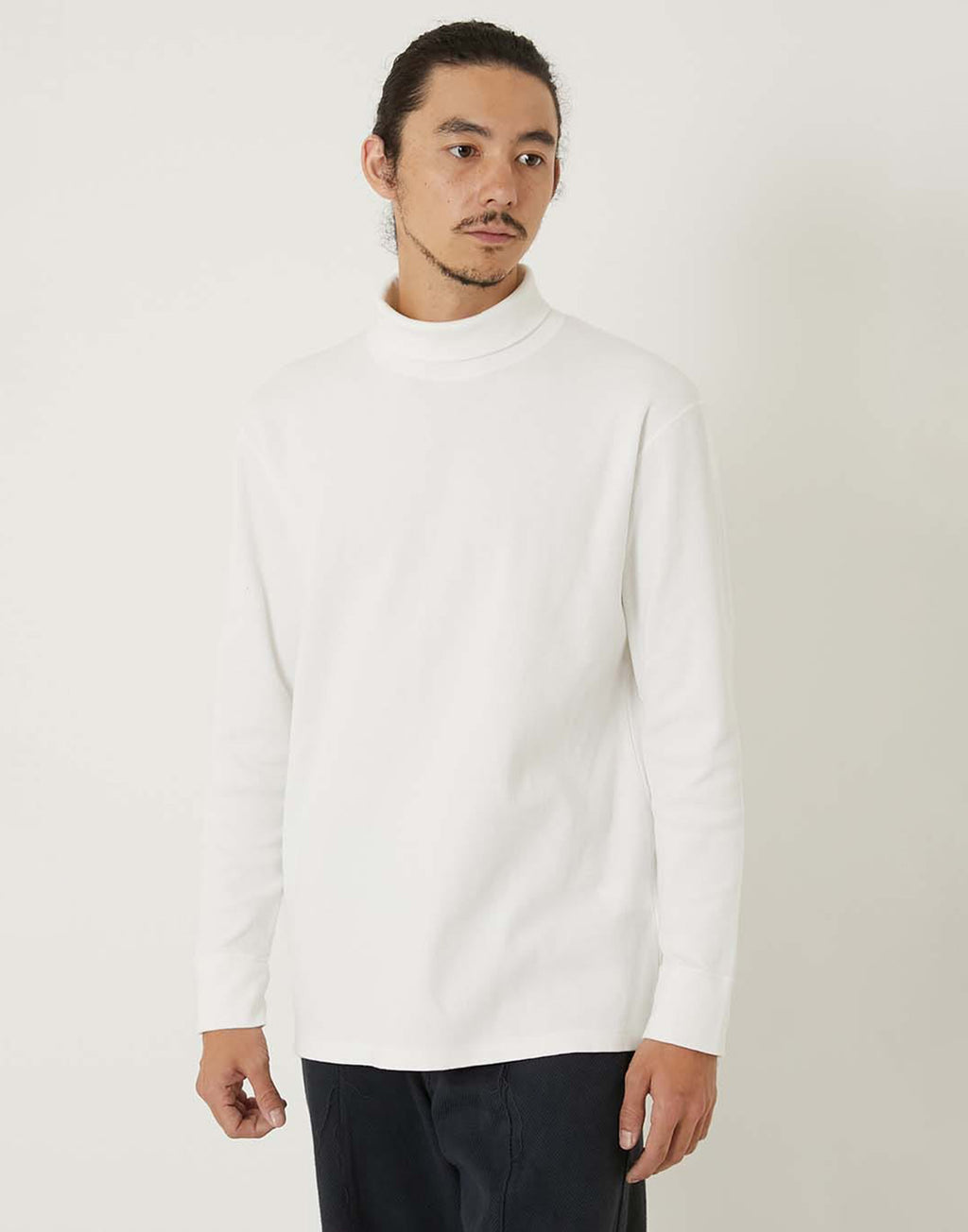 BLUE BLUE JAPAN T-shirt a Collo Alto in Jersey a Coste Natural