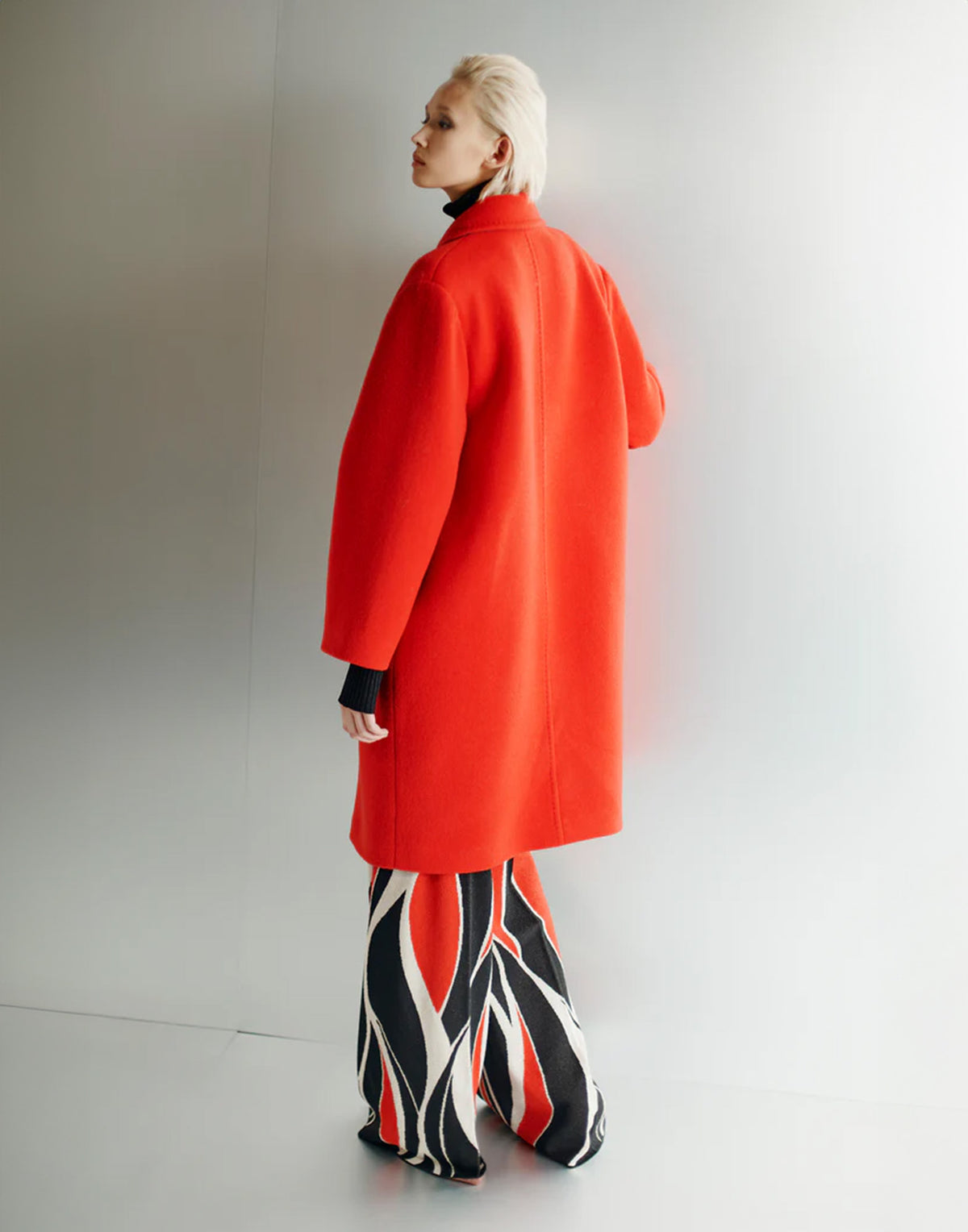 CIRCUS HOTEL Manteau croisé en drap de laine rouge