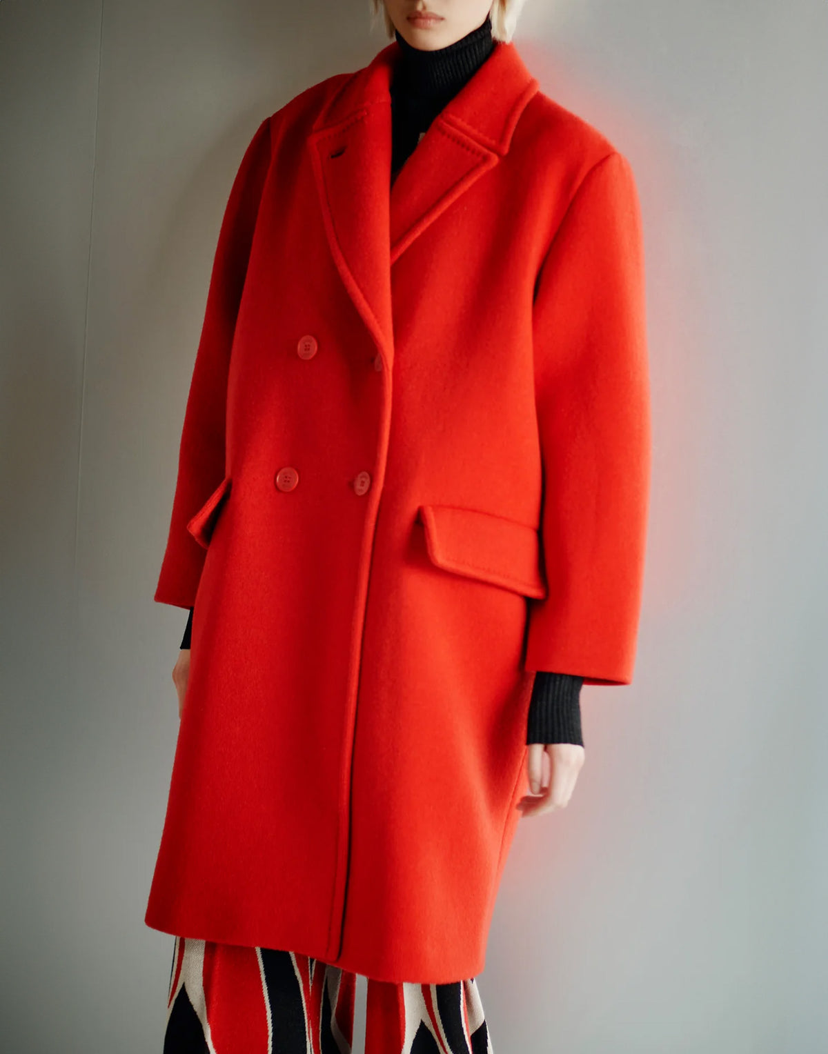 CIRCUS HOTEL Manteau croisé en drap de laine rouge