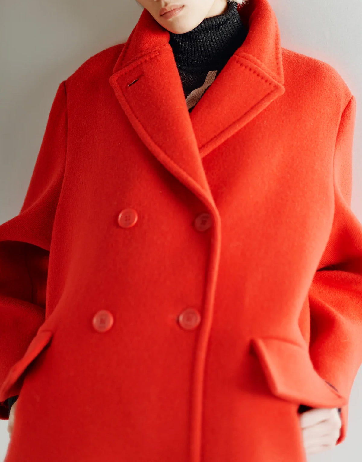 CIRCUS HOTEL Manteau croisé en drap de laine rouge
