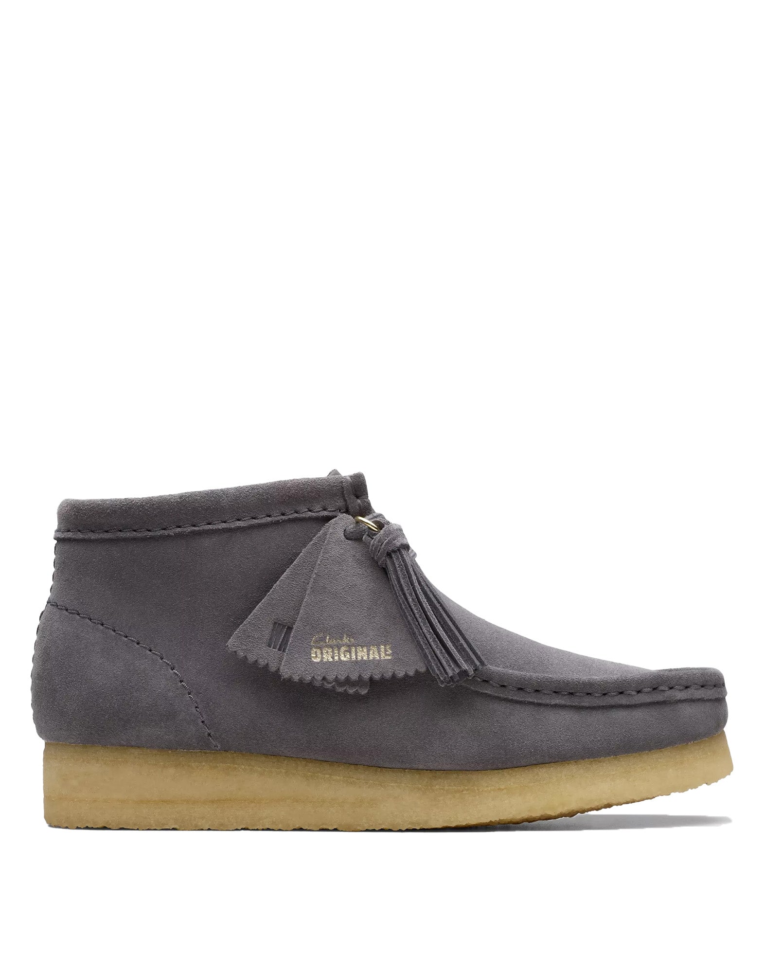 CLARKS Polacchine Wallabee Boot in Camoscio Grigio/Blu