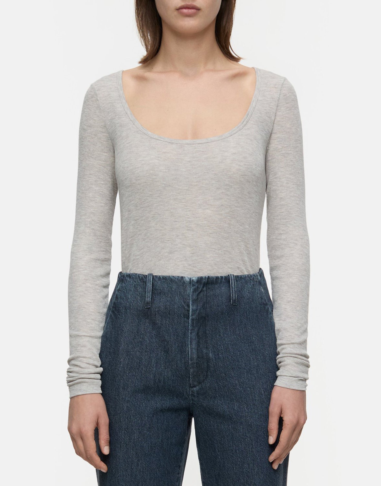 CLOSED T-shirt a Maniche Lunghe in Misto Cashmere Pearl Begie