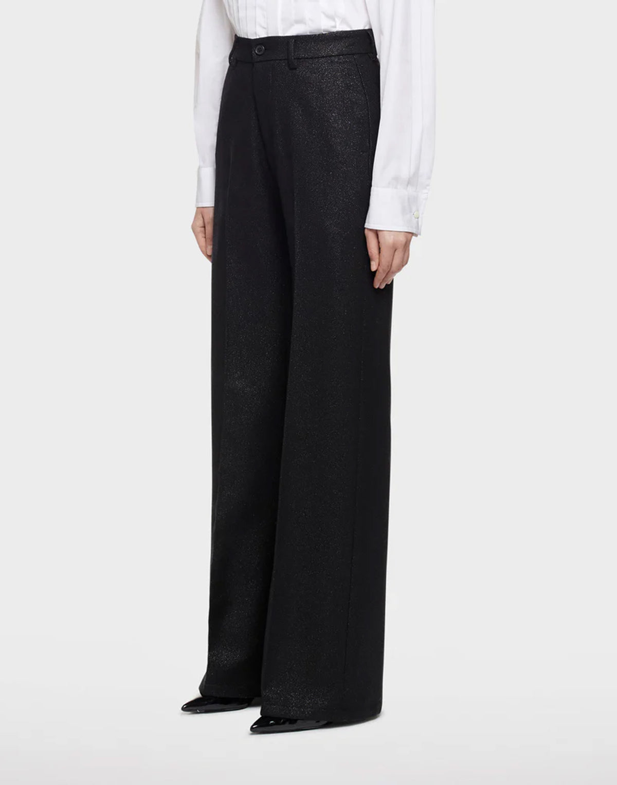 DEPARTMENT FIVE Pantalon Palazzo Misa en laine Lurex noir