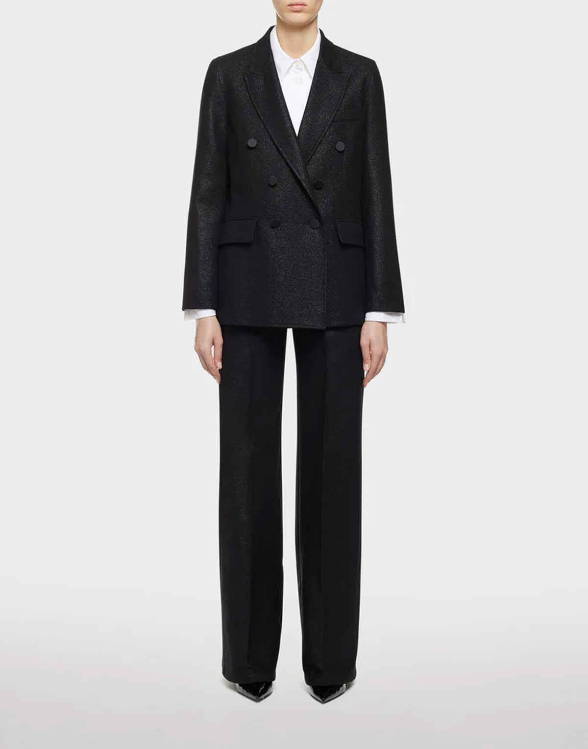 DEPARTMENT FIVE Pantalon Palazzo Misa en laine Lurex noir