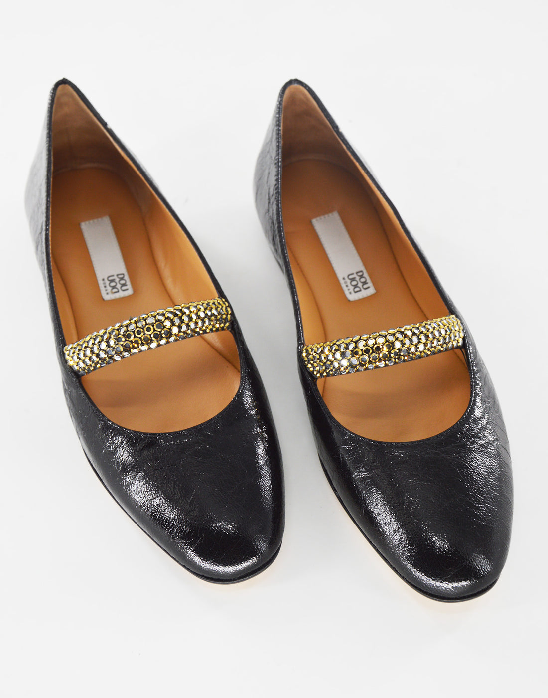 DOUUOD Ballerine Mary Jane in Crash con Brillanti Nere
