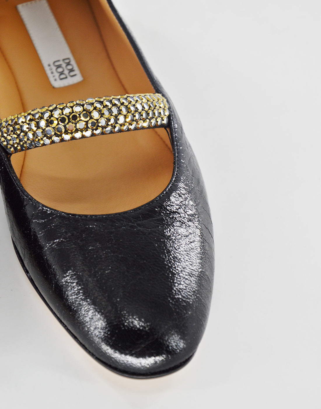 DOUUOD Ballerine Mary Jane in Crash con Brillanti Nere