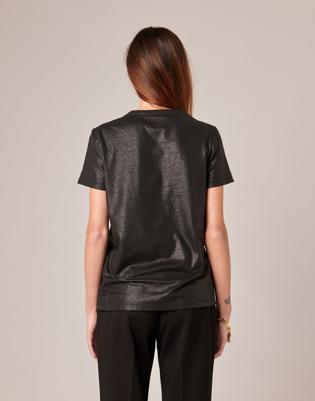 DOUUOD T-shirt a Manica Corta in Jersey di Cotone Spalmato Artigianalmente