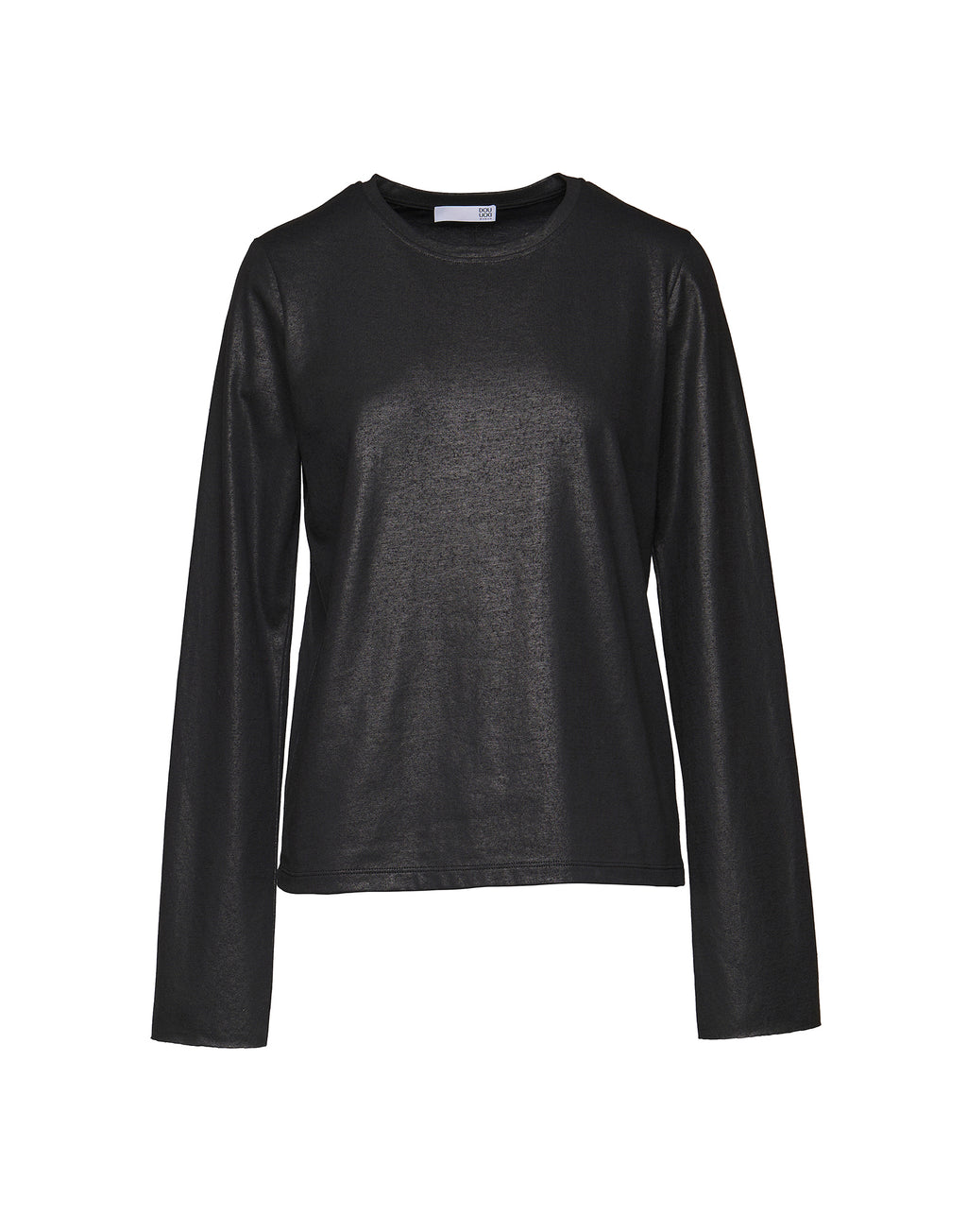 DOUUOD T-shirt a Manica Lunga in Jersey di Cotone Spalmato Artigianalmente
