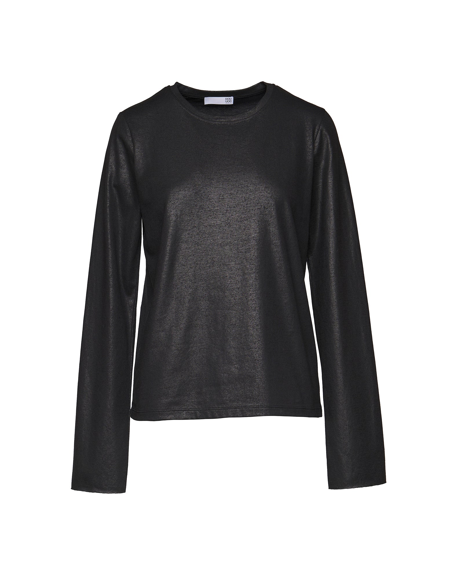 DOUUOD T-shirt a Manica Lunga in Jersey di Cotone Spalmato Artigianalmente