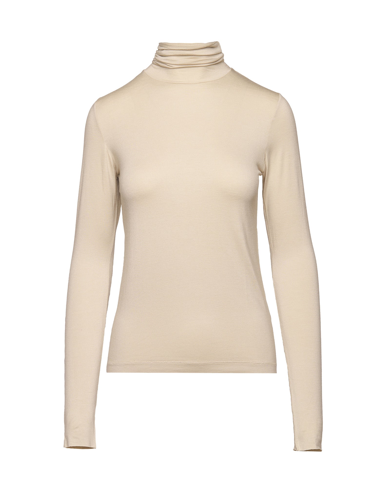 DOUUOD T-shirt Collo Alto Taglio Vivo Stucco