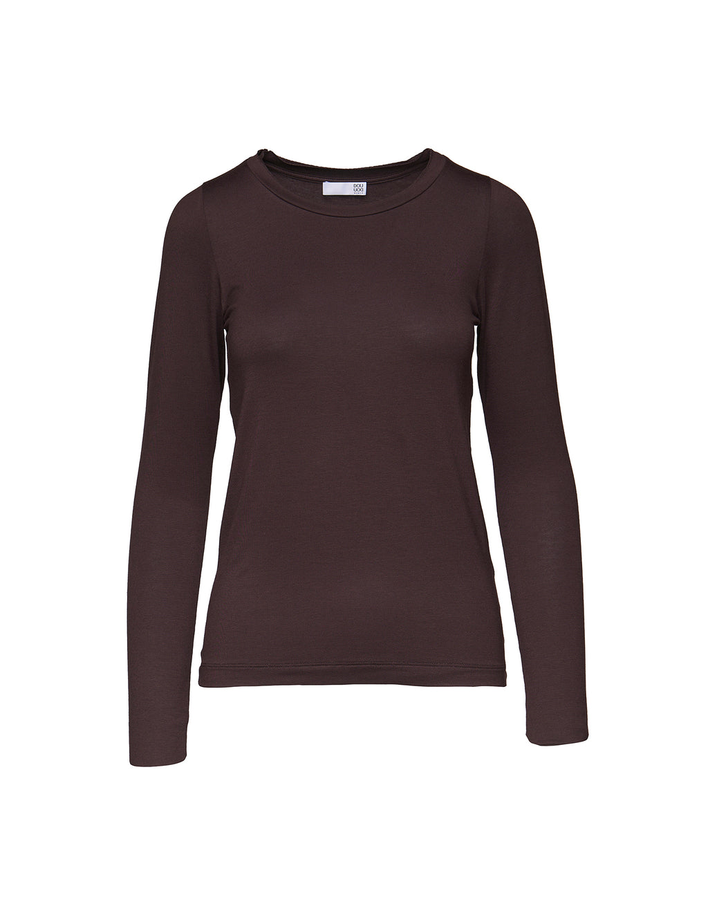 DOUUOD T-shirt a Manica Lunga in Jersey di Viscosa Stretch con Scollo Ampio Ciocco