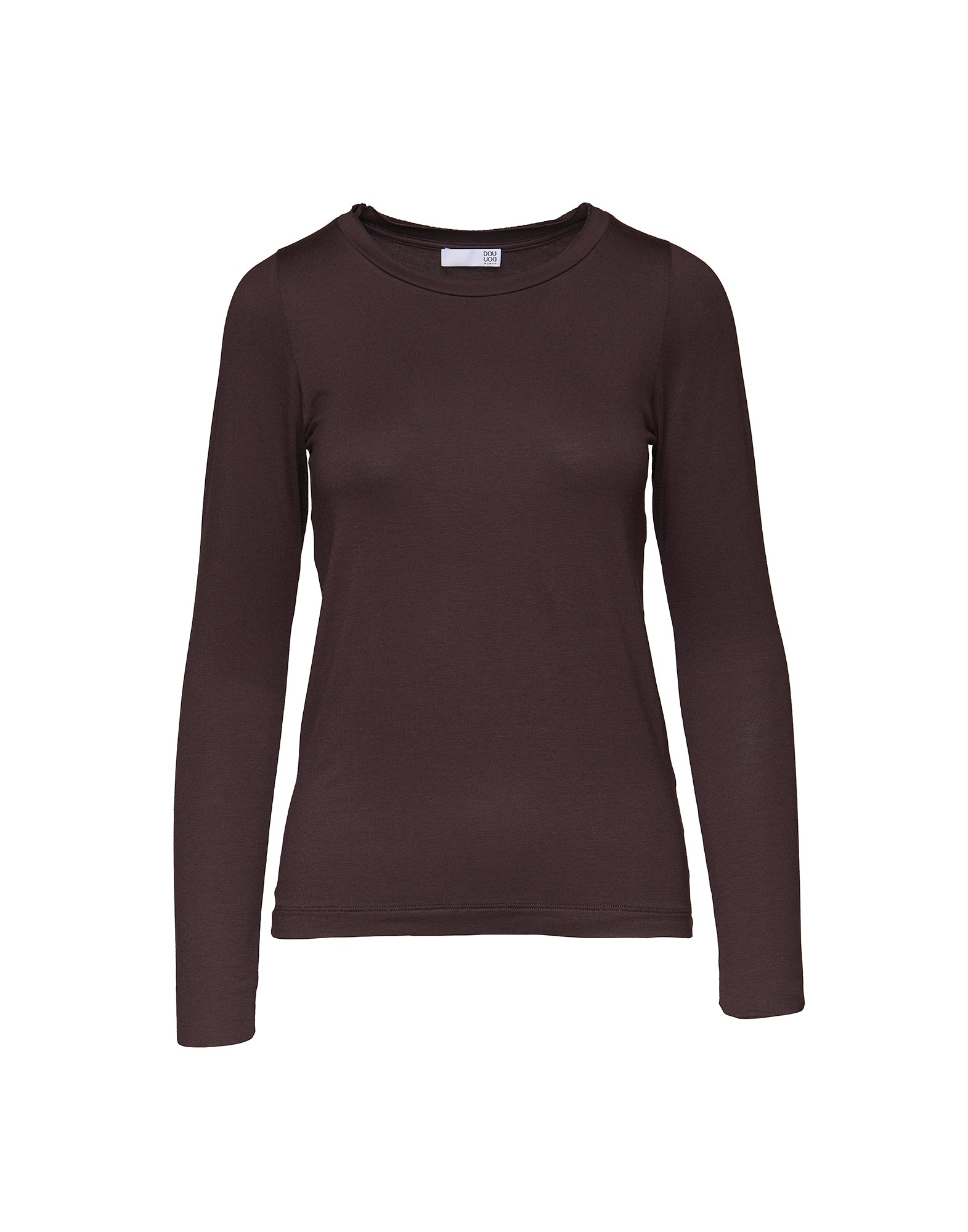 DOUUOD T-shirt a Manica Lunga in Jersey di Viscosa Stretch con Scollo Ampio Ciocco